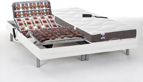 Zestaw relaksacyjny w całości z płytek 100% lateksu 5-strefowy JUPITER marki  Ysmée - Biały - 2x90x200cm - silniki OKIN