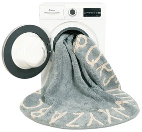Jasnoniebieski bawełniany dywan dziecięcy tkany ręcznie odpowiedni do prania ø150 cm ABC Vintage Blue – Lorena Canals