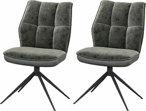 Krzesła do jadalni zestaw 2 szt. - tkanina i metal - szare - BENTI