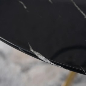 Stół Okrągły Szklany BALI 100 cm Czarny Marmur/Złoty Glamour