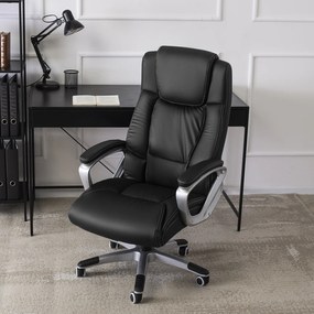 Fotel Biurowy Gabinetowy Obrotowy BRAVO Czarny Ekoskóra Nowoczesny