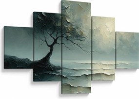 Obraz - Obraz olejny przedstawiający drzewo z oceanem (125x70 cm)