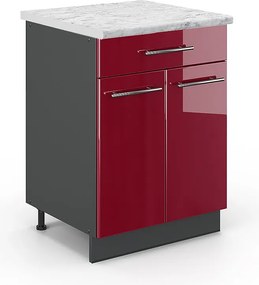 Szafka dolna do kuchni bordowa czerwień wysoki połysk 60x60x82 fame-line