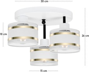 Lampa sufitowa biała trzypunktowa z białymi abażurami T-3030WE-WEWEWE