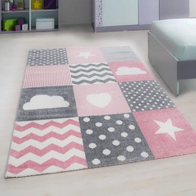 Dywan dziecięcy Kids Kwadraty różowy 140 cm x 200 cm