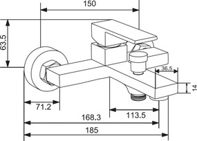 Mexen Uno R77 bateria wannowa z zestawem prysznicowym, czarna - 7143R77-70