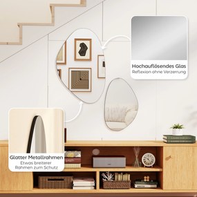 HOMCOM Zestaw 2 luster ściennych 70 x 46 cm, 49,5 x 31 cm Lustro z metalową ramą Lustro wiszące w kształcie kamienia, Czarny | Aosom PL