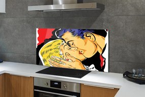 Szklany Panel Pocałunek Zakochanych