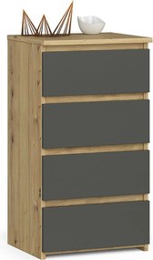 Komoda AKORD CL4 Dąb Artisan 40 cm 4 szuflady kolor Grafit Szary mat 40x35x74 cm