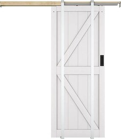 Drzwi przesuwne chowane w ścianie z drewna i MDF - biały - wys. 205 x szer. 83 cm - NEFARA