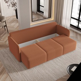 Masseno Sofa SUVI III z funkcją spania i pojemnikiem na pościel, Rozkładana sofa - Miedziany, QUELLE 54