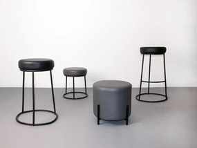 Okrągła pufa z ekoskóry na metalowym stelażu Soplo