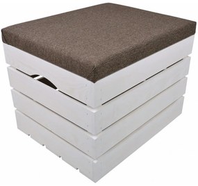Pufa kufer skrzynia drewniana sosnowa siedzisko 50cm malowana biała