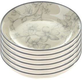 Zestaw 6 talerzyków deserowych Delikatne kwiaty 10 cm, szary