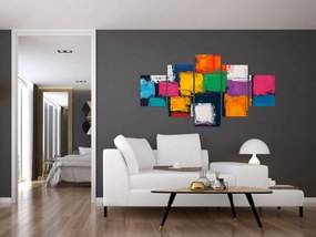 Obraz - Obraz z kolorowymi kwadratami (125x70 cm)
