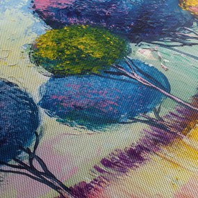 Obraz drzew kopułowych, obraz olejny (z zegarem) (90x30 cm)