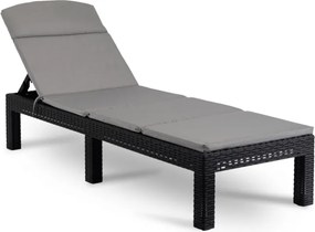 Fotel Ogrodowy Leżak LUIZJANA Technorattan Czarny/Szary