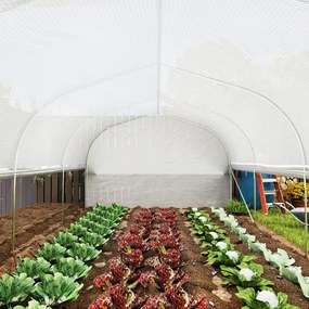 Outsunny Szklarnia 6x3x2 m, z 8 oknami, drzwiami, siatkami przeciw owadom, metalową ramą, Biały
