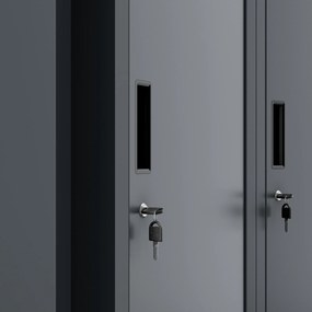 Szafa socjalna BHP ubraniowa czterokomorowa KACPER, 800 x 1800 x 500 mm, antracytowa