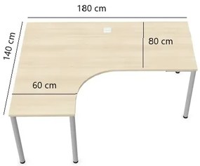 Biurko narożne EASY SPACE I-LEG LS 180x140cm białe NOWY STYL