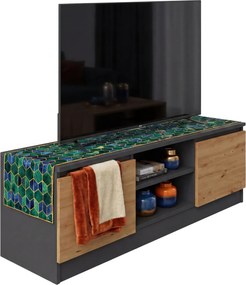 Industrialna Szafka Rtv Antracyt + Dąb Artisan M0-H25