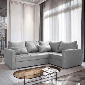Masseno Narożnik LIRENO z funkcją spania i pojemnikiem na pościel Narozniki L, Rozkładana sofa - Jasnoszary, PAROS 05