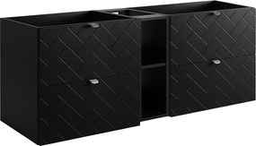 Meble łazienkowe, Czarny Mat, 140 x 57 x 46 cm, uchwyty srebrne