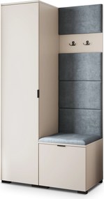 Masseno Garderoba LORI 95/181/51 cm Nowoczesna Szafa do Przedpokoju Kaszmir, MONOLITH 85 (Szary)