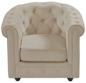 Fotel z beżowego weluru - CHESTERFIELD