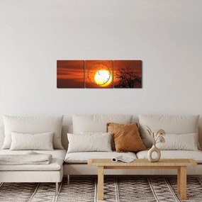 Obraz - Zachód słońca (z zegarem) (90x30 cm)