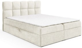 Kremowe łóżko kontynentalne z zagłówkiem 5 rozmiarów E3-D61