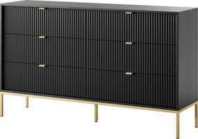 Komoda STELLARE 154 cm do Salonu Sypialni 6 Szuflad Czarny