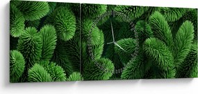 Obraz - Gałązki drzew iglastych (z zegarem) (90x30 cm)