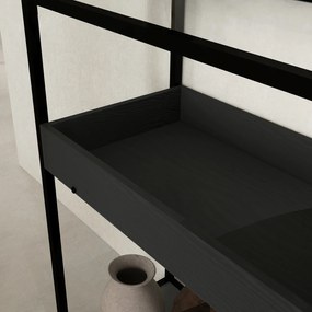 HOMCOM Stolik konsolowy z półkami na korytarz Elegancki blat ze szkła i półka na buty Praktyczny i stylowy mebel | Aosom PL