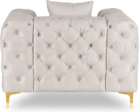Fotel Wypoczynkowy SORRENTO 1S Kremowy Welurowy Glamour