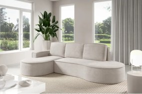 Narożnik MOLLY Lewostronny z funkcją spania, wolnostojący tkanina CURIO 02 Biały