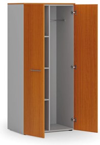 Szafa ubraniowa biurowa PRIMO GRAY, 3 półki, drążek do szafy, 800 x 500 x 1781 mm, szary/czereśnia