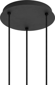 Lampa wisząca art deco czarna z przydymionym szkłem okrągła 3-światłowa - Vidro