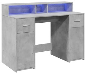 Biurko podświetlane 120 cm betonowa szarość E6-G90