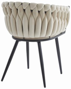 Beżowe krzesło do jadalni ORION VELVET z czarnymi nogami