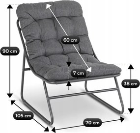 Zestaw mebli ogrodowych na balkon i taras Nivo 065 - 2 fotele i stolik, kolor szary