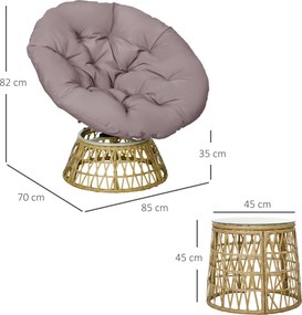 Outsunny Zestaw Bistro Balkonowy Naturalny+Jasnobrązowy | Aosom PL