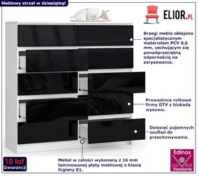 Komoda do biura biała + czarny połysk - Awoni 4X