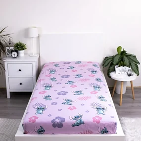 Bawełniane prześcieradło dziecięce z gumką 90x200 cm Lilo and Stitch – Jerry Fabrics