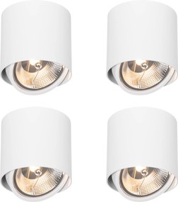Zestaw 4 natynkowych reflektorów Design biały GU10 111mm - Impact