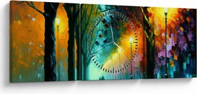 Obraz - Nocny spacer (z zegarem) (90x30 cm)