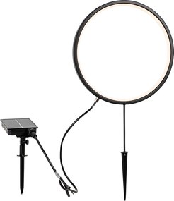 Zestaw 2 czarnych lamp na szpikulec 60cm z wbudowanym akumulatorem LED i panelem słonecznym IP65 - Adalind