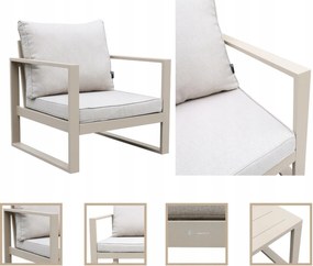 Beżowy zestaw mebli ogrodowych tarasowych 4 el. aluminiowych sofa, kanapa