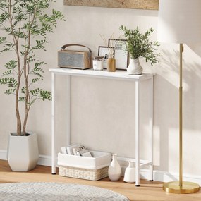 HOMCOM Stolik konsolowy Flurtisch z regulowanymi stopkami, pasami przeciwwysypowymi 75 x 24 x 76 cm do małych pomieszczeń Biały