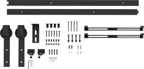 HOMCOM Zestaw do drzwi przesuwnych, ciche i płynne przesuwanie, do ścian drewnianych i betonowych, 183cm, stal, czarny
